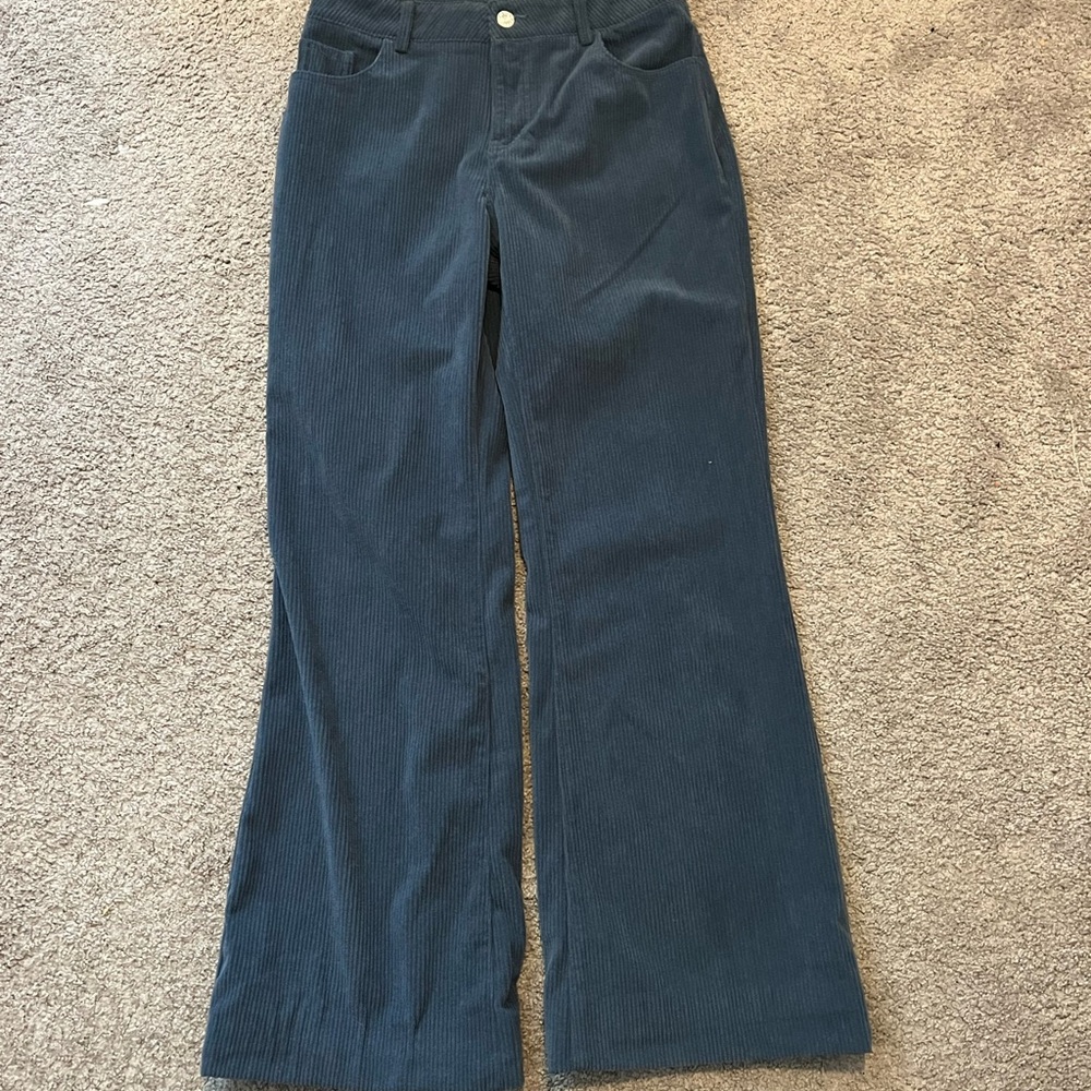Women's Dark Teal Corduroy Wide-Leg Jeans